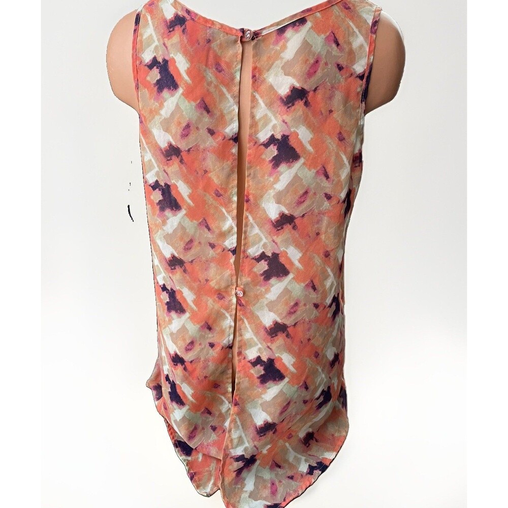 Paper Crane Orange Tank Top Cami Size M Slit Back Top Sleeveless